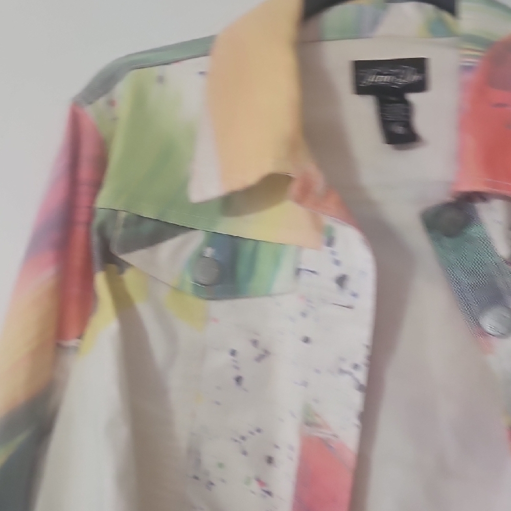 Colorful Abstract Jean Jacket - Picture 3 of 7